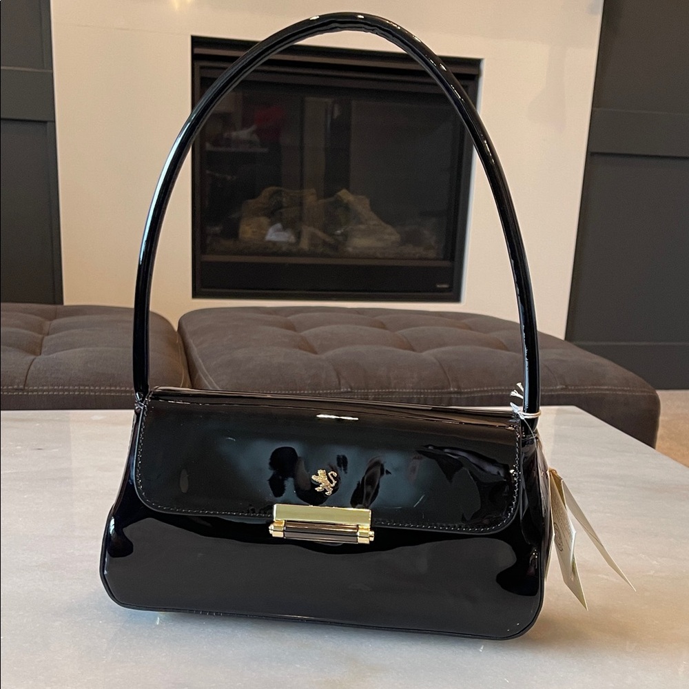 Elegant Black Patent Shoulder Bag